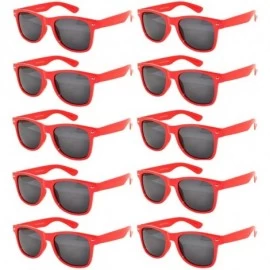 Wayfarer 10 Pars of Colored Frame Vintage Retro Sunglasses Smoke Lens - Red_10_pairs - CJ1272EKTZT $22.39