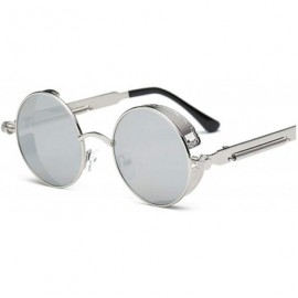 Goggle 2020 Metal Steampunk Sunglasses Men Women Fashion Round Glasses Vintage UV400 Eyewear - Silver Frame Silver - C6198AH8...