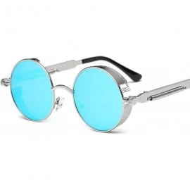 Goggle 2020 Metal Steampunk Sunglasses Men Women Fashion Round Glasses Vintage UV400 Eyewear - Silver Frame Silver - C6198AH8...