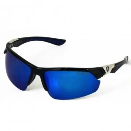 Rimless Men Polarized Premium Sport Sunglasses Baseball Cycling Fishing Wrap Around Driving Glasses - Blue - CB18UGH6H0G $10.22