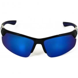 Rimless Men Polarized Premium Sport Sunglasses Baseball Cycling Fishing Wrap Around Driving Glasses - Blue - CB18UGH6H0G $10.22