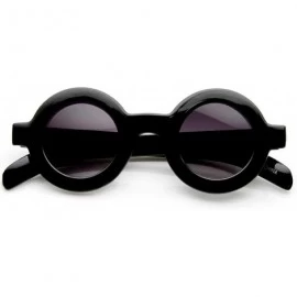 Goggle Retro Fashion Bold Frame Horned Rim Round Circle Sunglasses (Black) - C711F5C7TQ3 $20.14