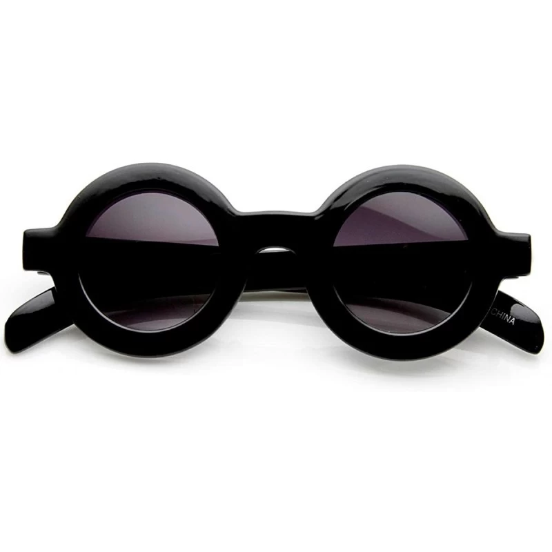 Goggle Retro Fashion Bold Frame Horned Rim Round Circle Sunglasses (Black) - C711F5C7TQ3 $8.63