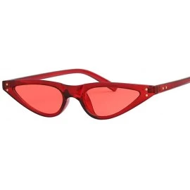 Cat Eye Small Cat Eye Sunglasses Women Brand Designer Retro Cateyes Sun Glasses Red Red - Black Pink - CH18Y2OGW2H $11.30
