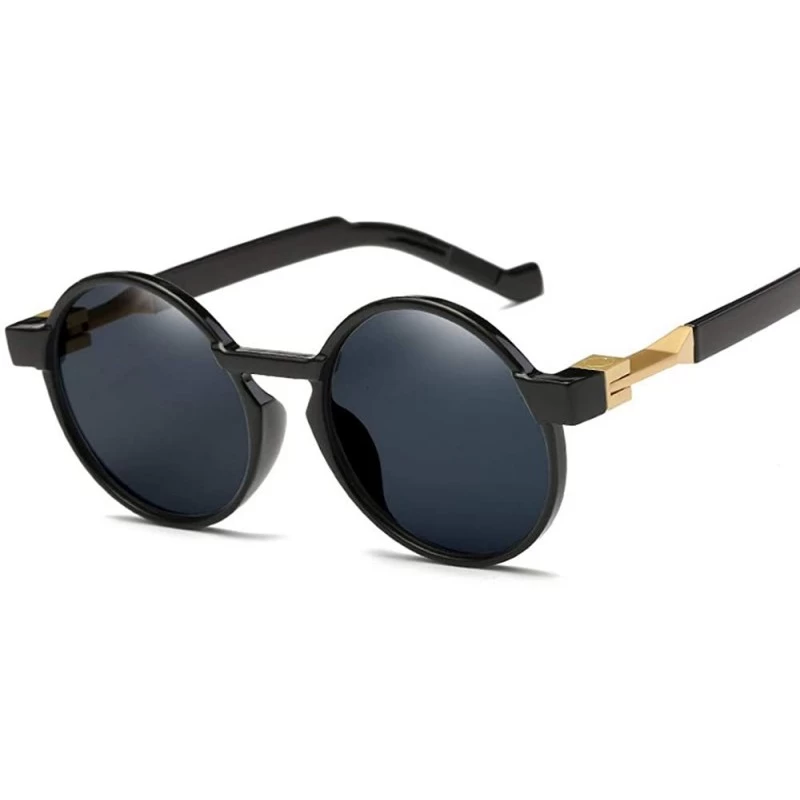 Goggle Sunglasses 2-725 Reflective Tinted Sunglasses Retro Chic Men's And Women's Sunglasses - Bright Black and All Grey - CZ...