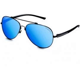 Aviator Polarized Blue Aviator Sunglasses for Women-Men Black Sunshade-UV400 Protection - Blue - CQ18IL8DWLI $12.70