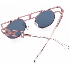 Sport Women Men Round Sunglasses Retro Vintage Steampunk Style Mirror Reflective Circle lens - N2-pink Frame/Pink Lens - CL18...