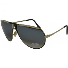 Sport Vintage Aviator Style Men's and Women's Metal Frame Sunglasses- 70's and 80's Era - Black With Gold - CC18YC4H67A $17.75