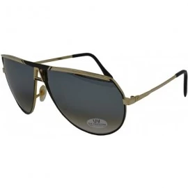 Sport Vintage Aviator Style Men's and Women's Metal Frame Sunglasses- 70's and 80's Era - Black With Gold - CC18YC4H67A $29.85