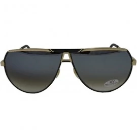 Sport Vintage Aviator Style Men's and Women's Metal Frame Sunglasses- 70's and 80's Era - Black With Gold - CC18YC4H67A $17.75