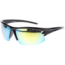 Sport Mens Mirrored Mirror Baseball Half Rim Plastic Sports Sunglasses Black Yellow - CY11OJ9AD4H $12.20