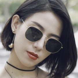 Oval Fashion Sunglasses Women Brand Designer Small Frame Polygon Clear Lens Men Vintage Sun Glasses N Metal - Yellow - CM1985...