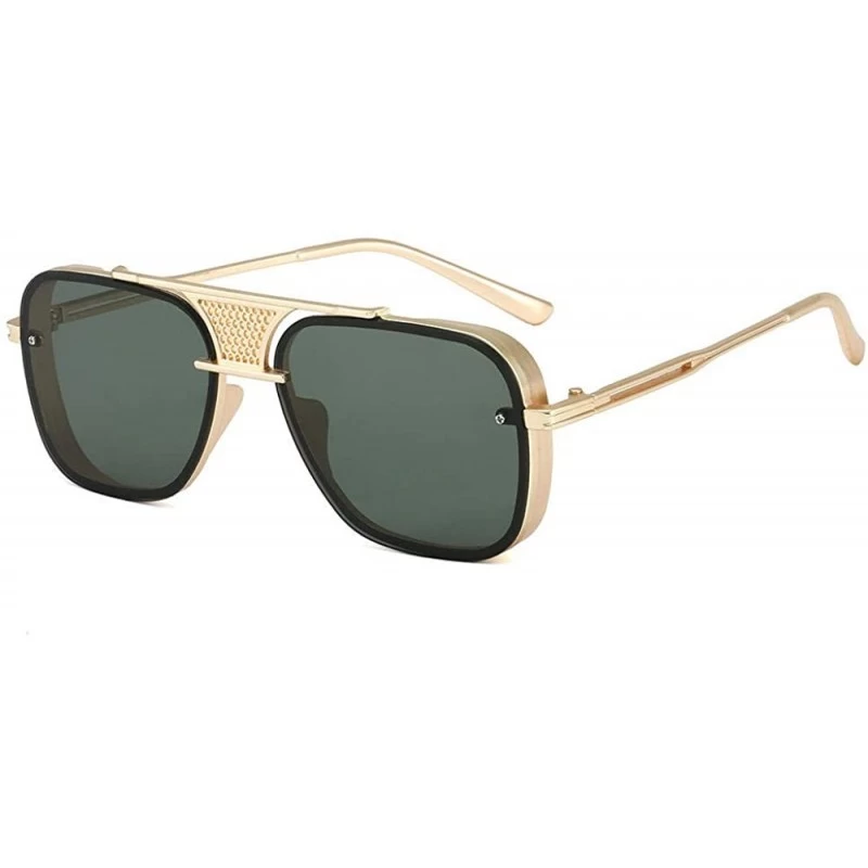 Oval Metal Men's Sunglasses Gold Code Sunglasses European and American Glasses Sunglasses - Gold / G15 - CD190N4387E $23.09