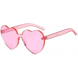 Sport Women Rimless Sunglasses Mirror Candy Color Integrated Transparent Eyewear - Pink - C719357TECL $30.60