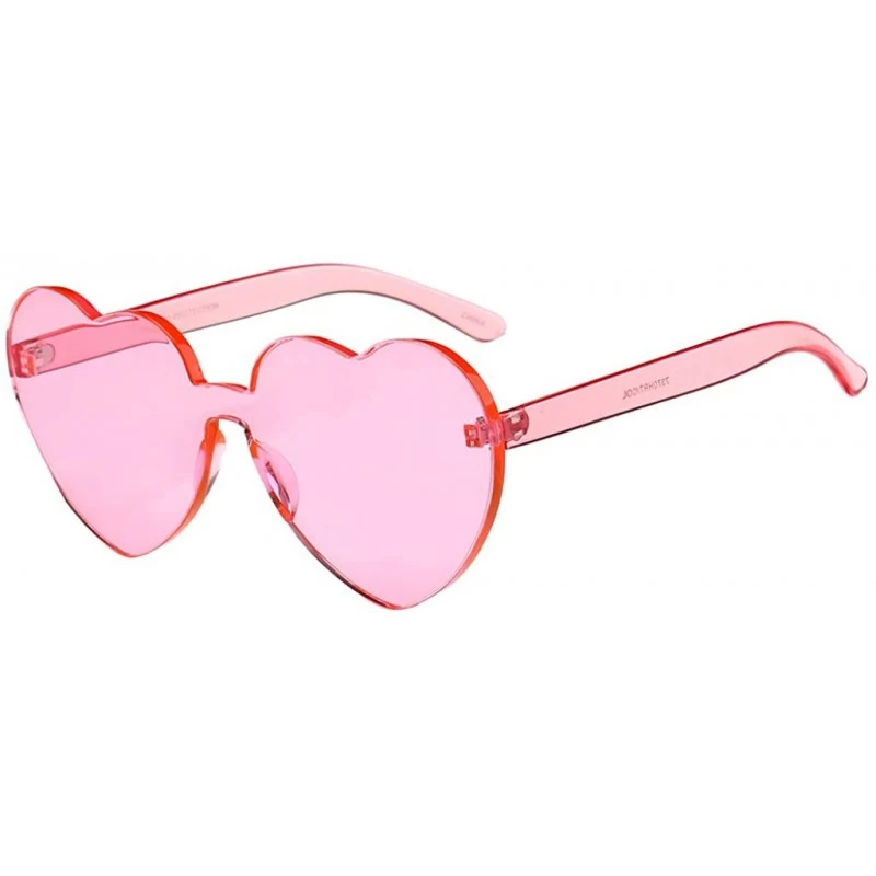 Sport Women Rimless Sunglasses Mirror Candy Color Integrated Transparent Eyewear - Pink - C719357TECL $14.69