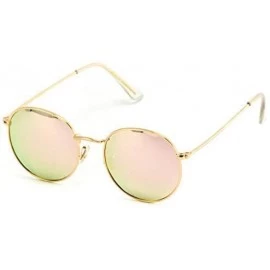 Wayfarer Reflective Lens Round Trendy Sunglasses - Gold Frame / Pink Mirrored Lens - CU17XWD37UI $35.60