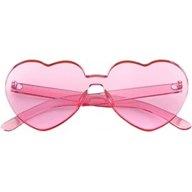 Sport Women Rimless Sunglasses Mirror Candy Color Integrated Transparent Eyewear - Pink - C719357TECL $14.69