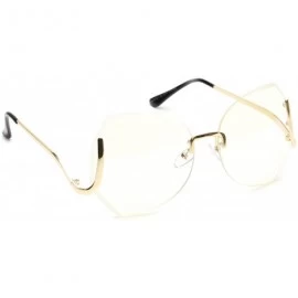 Rimless Women's Rimless Gold Sunglasses Curved Metal Arms Square Oversized Glasses - Clear With Gold Hint - CA18EOM7NM3 $8.44