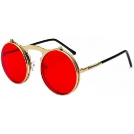 Goggle Vintage Round Flip Up Sunglasses for Men Women Juniors John Lennon Style Circle Sun Glasses - C918G2GKMGZ $12.55