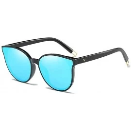 Oversized The Luxe Flat Top Oversized Cat Eye Sunglasses for Girls and Women - Black Blue - CH193XK9Z2E $30.31