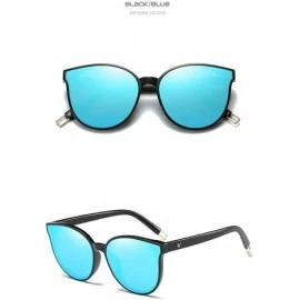 Oversized The Luxe Flat Top Oversized Cat Eye Sunglasses for Girls and Women - Black Blue - CH193XK9Z2E $30.31