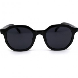 Rectangular Retro Vintage Plastic Horn Rim Hipster Sunglasses - Shiny Black - C9194UO0ESY $24.91