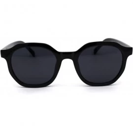 Rectangular Retro Vintage Plastic Horn Rim Hipster Sunglasses - Shiny Black - C9194UO0ESY $14.95