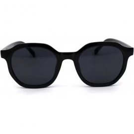 Rectangular Retro Vintage Plastic Horn Rim Hipster Sunglasses - Shiny Black - C9194UO0ESY $22.73