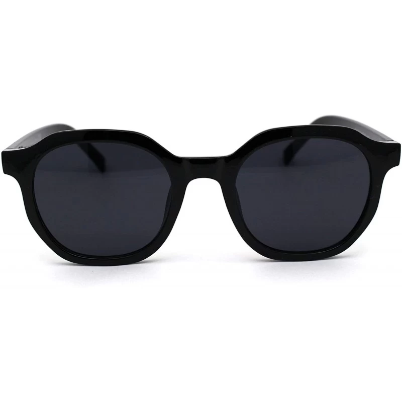 Rectangular Retro Vintage Plastic Horn Rim Hipster Sunglasses - Shiny Black - C9194UO0ESY $22.73