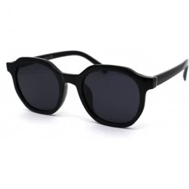 Rectangular Retro Vintage Plastic Horn Rim Hipster Sunglasses - Shiny Black - C9194UO0ESY $22.73