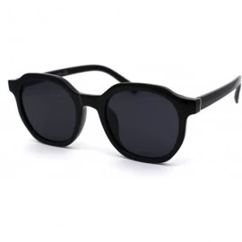 Rectangular Retro Vintage Plastic Horn Rim Hipster Sunglasses - Shiny Black - C9194UO0ESY $14.95