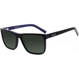 Square Men big shape polarized UV400 protection brand sunglasses leisure design - Black/Blue - CI186UAZDAA $39.41
