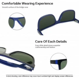 Square Men big shape polarized UV400 protection brand sunglasses leisure design - Black/Blue - CI186UAZDAA $25.37