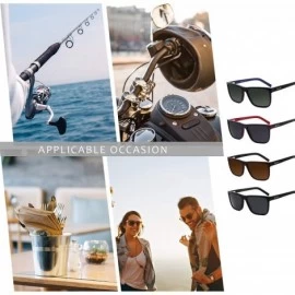 Square Men big shape polarized UV400 protection brand sunglasses leisure design - Black/Blue - CI186UAZDAA $25.37