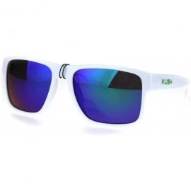 Sport Mens White Kush Color Mirror Rectangular Sport Gangster Sunglasses - Teal Green - CL18644Q3ID $12.59