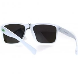 Sport Mens White Kush Color Mirror Rectangular Sport Gangster Sunglasses - Teal Green - CL18644Q3ID $12.59