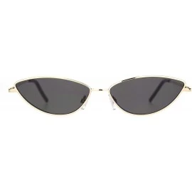 Cat Eye Womens Vintage Style Narrow Metal Rim Cat Eye Sunglasses - Gold Black - CK18N8Z3ZAT $15.07