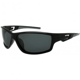 Sport Polarized Sports Wrap Sunglasses for Men Women 100% UV Protection 570052MT - Black+gray Frame/Grey Polarized Lens - CT1...