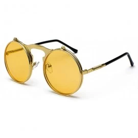 Round Unisex Retro Steampunk Sunglasses Flip Up Green Yellow Red Small Round Summer Style Sun Glasses Men Women - C0198AHQQIY...