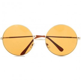 Oversized Oversized Round Glasses Men Women Metal Frame Retro Vintage Fashion - Gold/Brown - C712NVYB7IZ $18.90