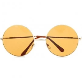 Oversized Oversized Round Glasses Men Women Metal Frame Retro Vintage Fashion - Gold/Brown - C712NVYB7IZ $17.48