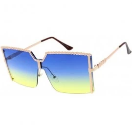Aviator Square Candy Lens 80s Retro Fashion Aviator Sunglasses - Blue - CL18UTATZX9 $20.97