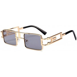 Aviator Hip-Hop Square Metal Small Frame Clear Color Lens Sunglasses - Gold-black - C1189N2SW36 $26.77