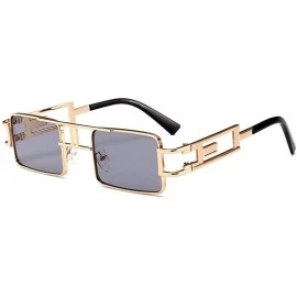 Aviator Hip-Hop Square Metal Small Frame Clear Color Lens Sunglasses - Gold-black - C1189N2SW36 $10.84
