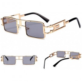 Aviator Hip-Hop Square Metal Small Frame Clear Color Lens Sunglasses - Gold-black - C1189N2SW36 $10.84