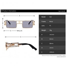 Aviator Hip-Hop Square Metal Small Frame Clear Color Lens Sunglasses - Gold-black - C1189N2SW36 $10.84