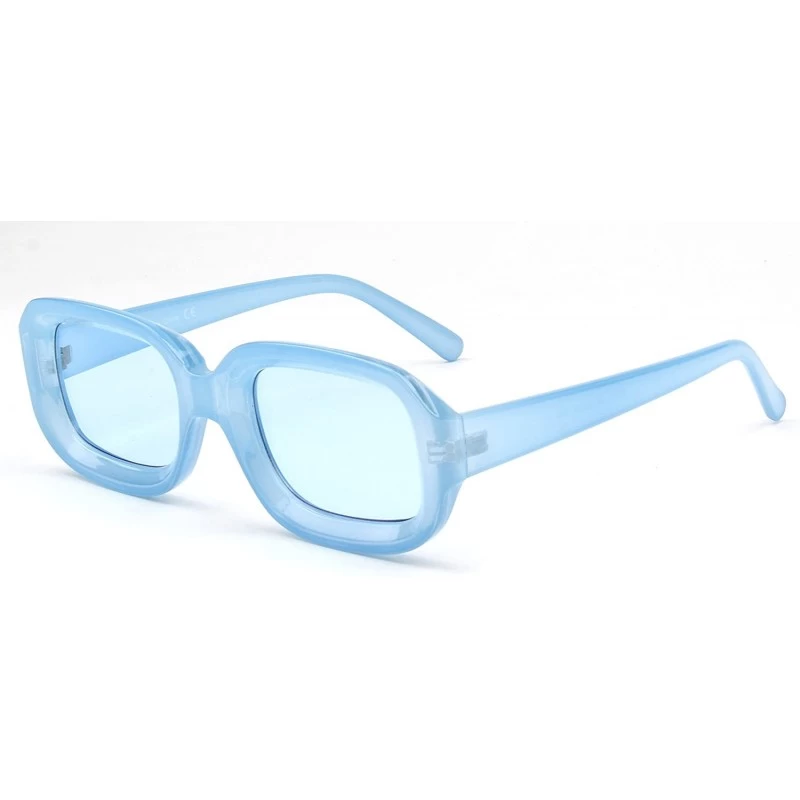 Oversized Women Retro Bold Square Oversized UV Protection Fashion Sunglasses - Blue - C618ISYK87N $10.26