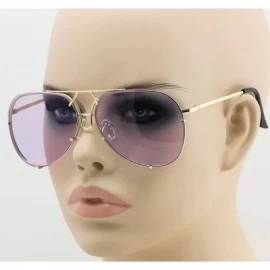 Oversized OVERSIZED"Posche" Classic Aviator Flat Top Metal Frame Women Sunglasses - Gold Frame / Purple Lens - CI182T796KE $8.42