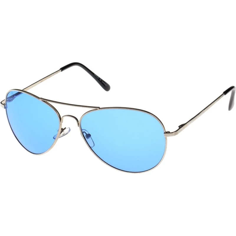 Aviator Vintage Classic Fashion Aviator Sunglasses Tri-Layer UV400 Unisex - Sport Frame Silver/Transparent Blue Lens - CR123I...