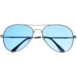 Aviator Vintage Classic Fashion Aviator Sunglasses Tri-Layer UV400 Unisex - Sport Frame Silver/Transparent Blue Lens - CR123I...